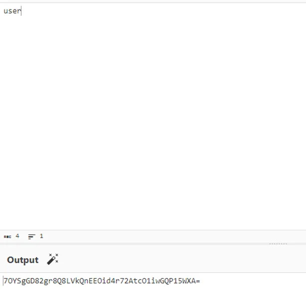 CyberChef: the hash of "user" matches the value in Event ID 1029